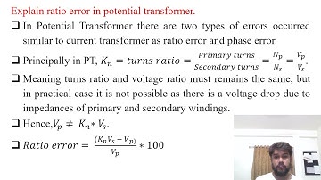 SGP Video short on Explain ratio error in potential transformer in English