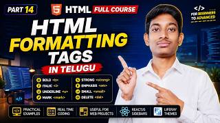 HTML Full Course in Telugu | Part 14 | HTML Formatting Tags Explained | Bold, Italic, Underline