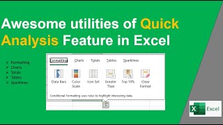 Awesome utilities / uses of Quick Analysis Feature in Excel | @LearningOasis1527