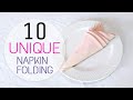 10 unique  design napkin  folding
