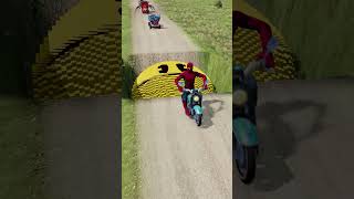 Funny Cars & Motorcycles Jump Over Giant Pac-Man in Giant Pit | BeamNG.Drive screenshot 4