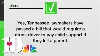 VERIFY: Have Tennessee lawmakers passed a bill requiring a drunk driver to pay child support?