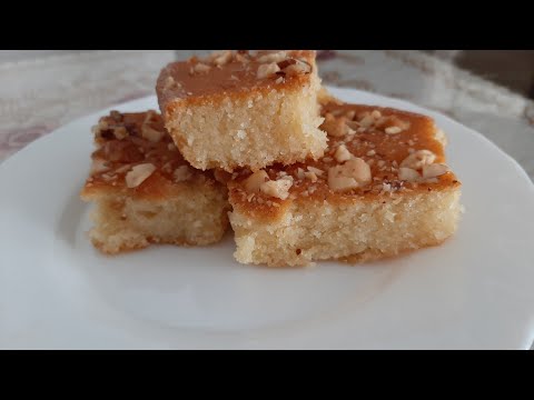 بسبوسة سريعه بدون بيض وبدون دقيق مابتتخيلو طعمها ادايه لذيذ