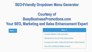 FREE SEO Friendly Dropdown Menu Generator Courtesy of BusyBusinessPromotions com