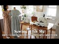 Sewing Vlog🧵｜ワンピースを型紙から製作する秋の手前の日常🍇｜パターン製作から縫製まで｜葡萄とアーモンドのイギリスケーキ作り🍰