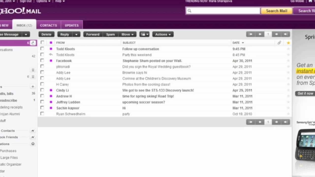 ⁣Yahoo! Mail: Navigating the inbox with a screen reader