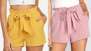 How to Make Paper Bag Shorts /How to sew short pants with elastic / DIY Summer Short pants tutorial