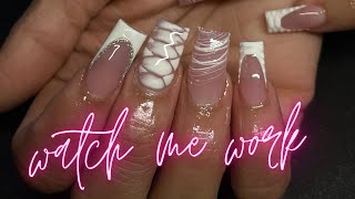 Crocprint birthday nails| Acrylic full set | Watch me work