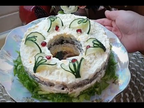 Грибной салат с курицей и сыром рецепт  #Shorts
