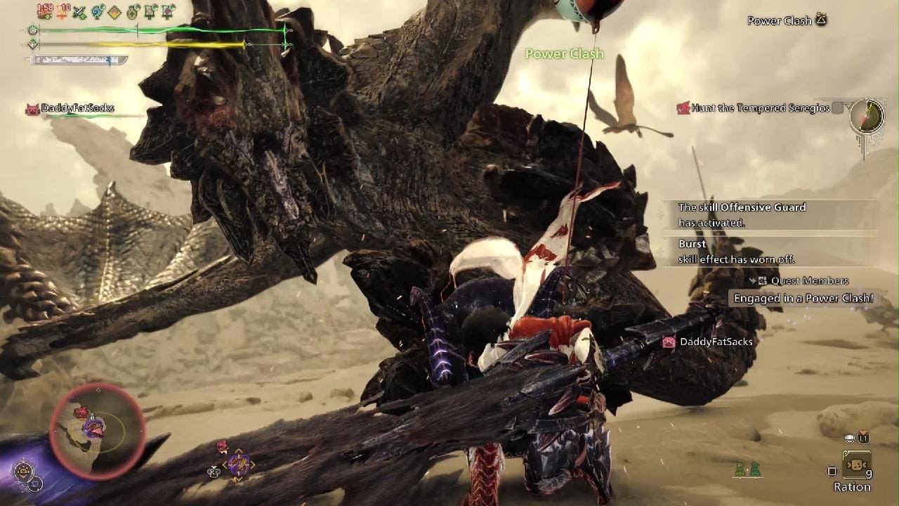 Monster Hunter Wilds Lance vs Tempered Seregios