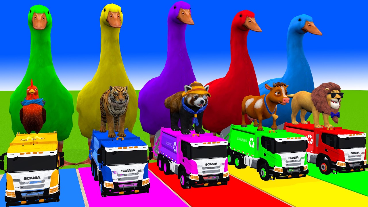 Long Slide Game With Cow Elephant Gorilla Hippopotamus Tiger 3d Animal Game Funny 3d Animals