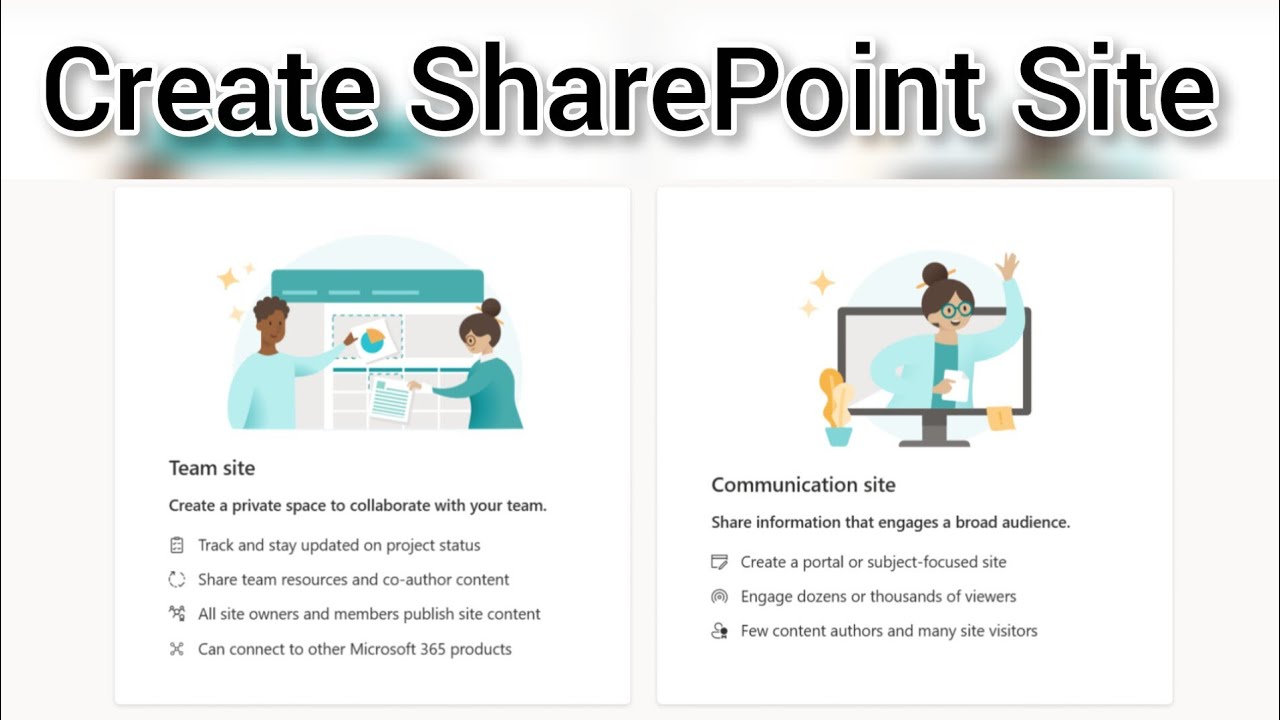 How To Create A SharePoint Team Site & Communication Site - YouTube