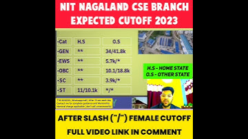 NIT NAGALAND CSE BRANCH | EXPECTED CUTOFF 2023 #shorts #josaa2023 #expectedcutoff