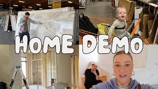 VLOG: Home Demo BEGINS!! Kitchen Design, Picking Countertops, Everything is a Mess??