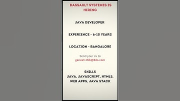 Dassault Systemes is hiring Java Developer #itcareeradvice #referral