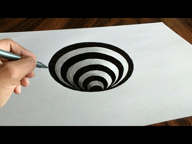 Very Easy!! 3D Trick Art How to Draw a Round Hole on Paper class=