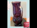 Vintage Amethyst Art Glass Pitcher Purple Mid Century Glassware Glass Art Vase
