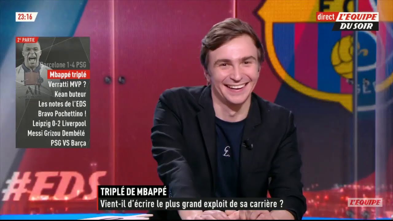 Barcelone Vs Psg 1 4 Mbappe Triplee Buts Debrief L Equipe Du Soir Youtube