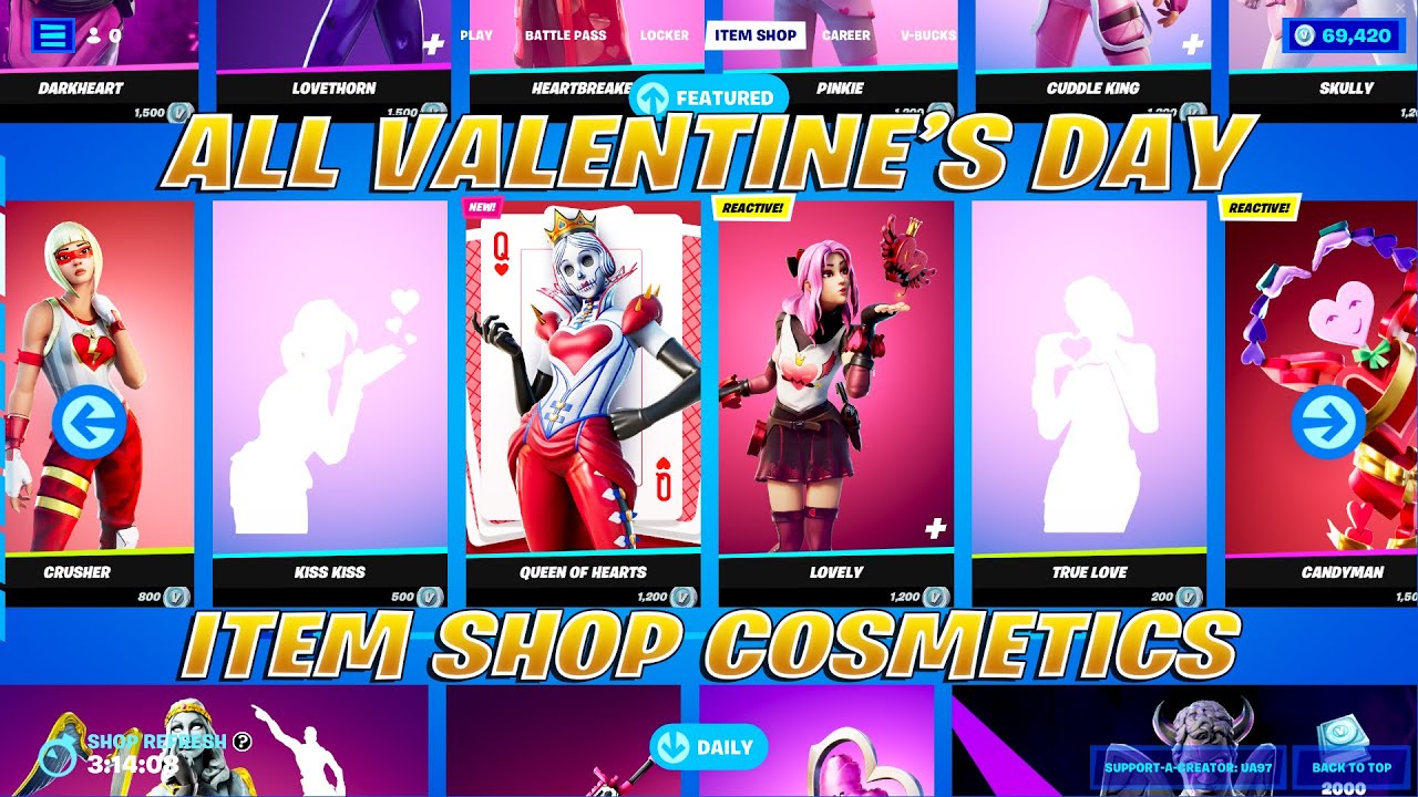 (OUTDATED) All Valentine's Day Skins, Emotes & Cosmetics!