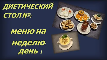 Меню на день из простых продуктов. Лечебная диета №1.