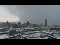 Amazing rare drone view of lake effect snow hitting buffalo ny and waterspout