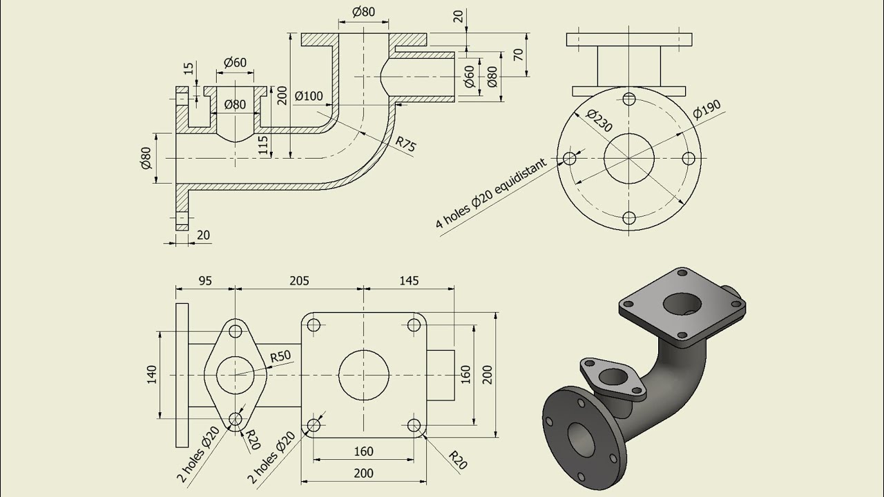 Tutorial Inventor - 097 PIPE CONNECTOR (Part-059) - YouTube