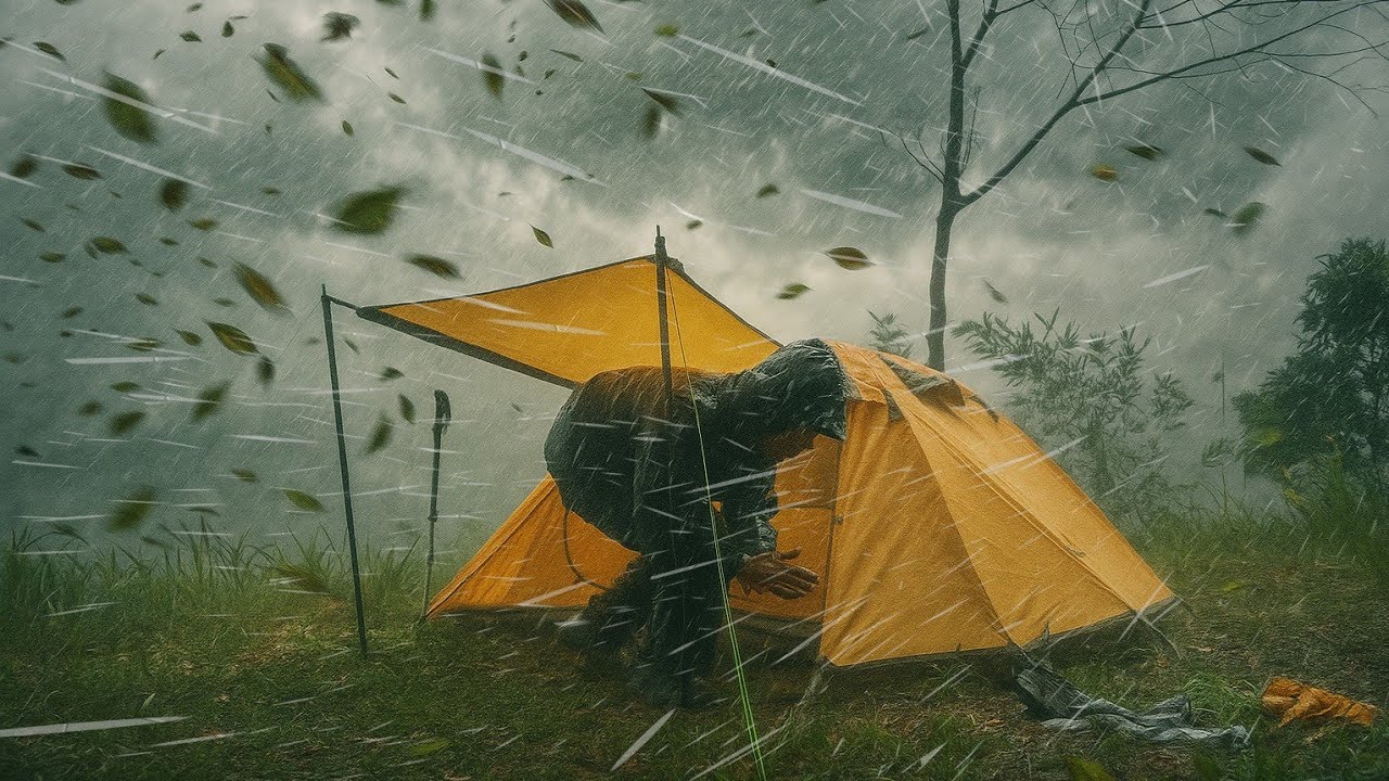 🌪️SMALL NEW TENT ⛈️ STRUGGLE TO SET UP a NEW TENT IN HEAVY LONG RAIN ...