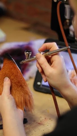 Airbrushing EarGear moving cosplay ears is satisfying - we can make whatever you like 😍 #cosplay