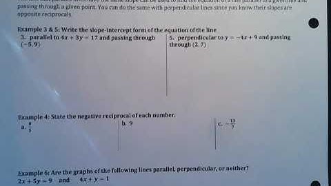 A1 6.5 Parallel and Perpendicular Lines