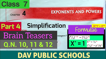 DAV class 7 maths chapter 4 Brain Teasers Q.N. 10, 11 & 12