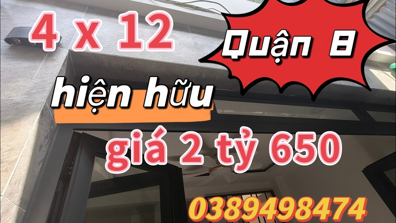 Quận 8)👉giá 2 tỷ 650;TL💥DT 4 x 12 một lầu 2p2wc hẻm thông khu dân cư ổn định💐LH 0389498474