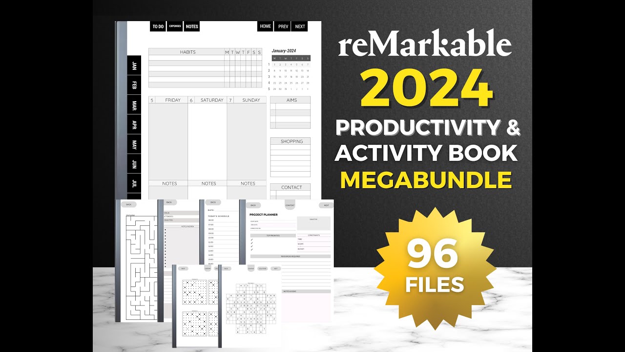reMarkable 2 2024 Template & Activity Book Bundle