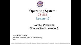 FACULTY054-CS212-KUST20211-L12-V1-Process Synchronization
