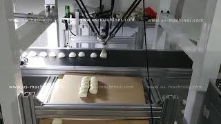 Automatic spider type robot hand steam bun food sorting machine application video
