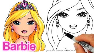 How to Draw Barbie  Portrait Pretty Girl Face