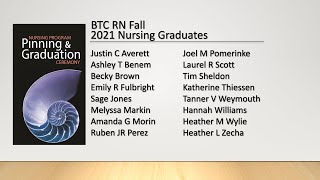 BTC Nursing Pinning Fall 2021