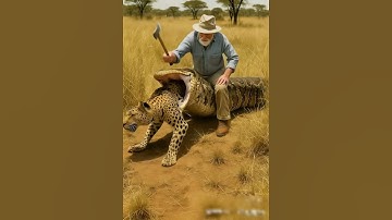 🧓🐍🦁 Can the old man save the leopard from the python’s mouth? #leopard #python #rescue  #danger