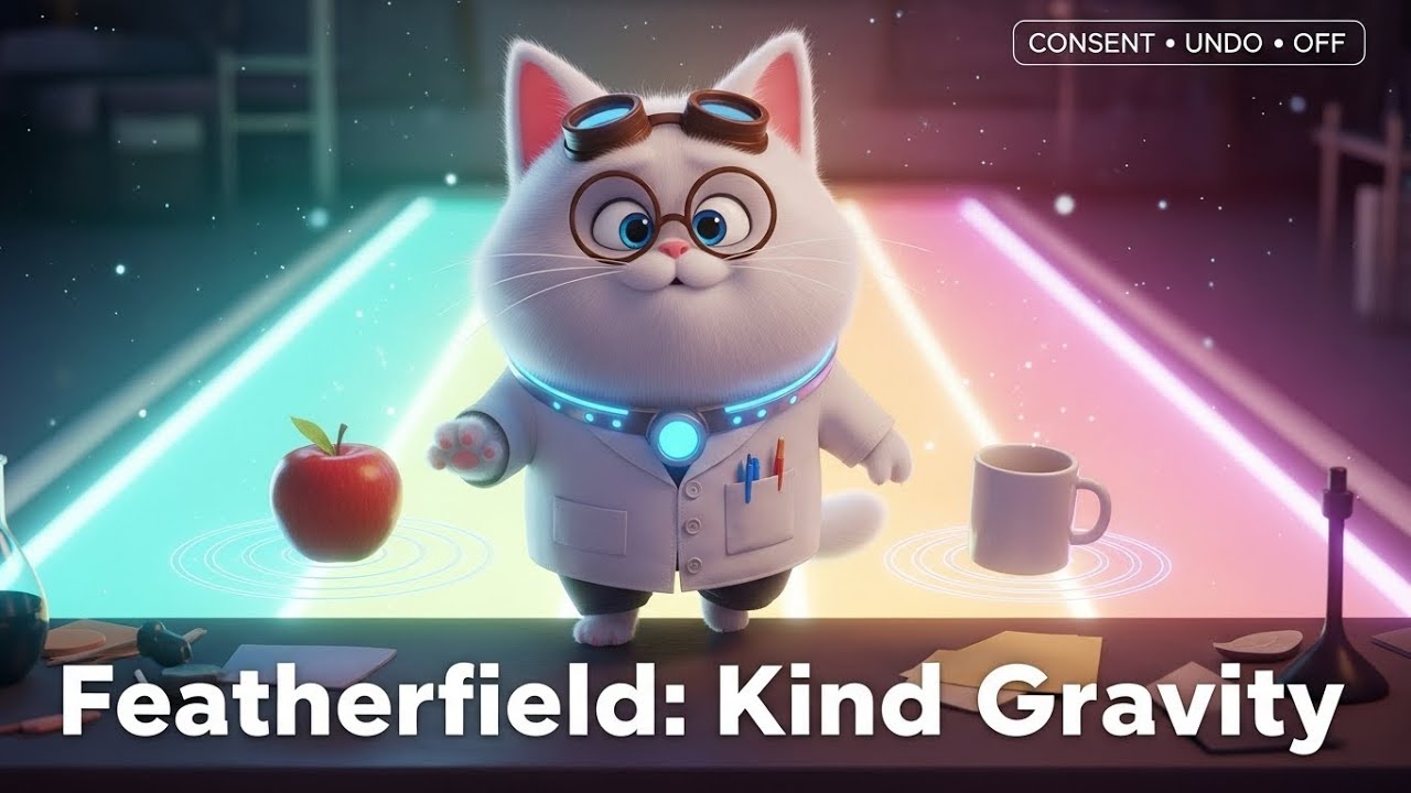 Featherfield: Kind Gravity 🪶 | Dr. Meow’s Gentle Lab Revolution
