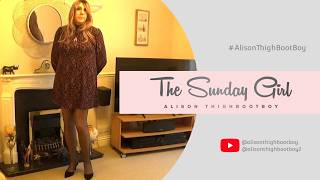 Red dress, thigh boots, pink hair - Glamorous Crossdresser #AlisonThighBootBoy