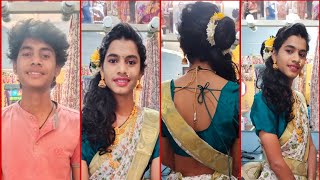 Pinkosuvam # Saree model # Village style # Girl makeup for boy Pinkosuvam saree and makeup #