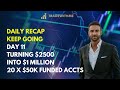 Day 11 - Daily Recap - Keep Going - Turning $2500 into $1 Million using 20 x $50k APEX Accounts