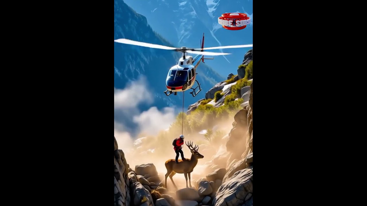 Dramatic Rescue! Deer Pulled to Safety by Helicopter Crew 🛑 