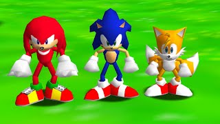 3 Players Modern Sonic, Modern Tails And Modern Knuckles In Mario 64 - 100% Full Game Walkthrough