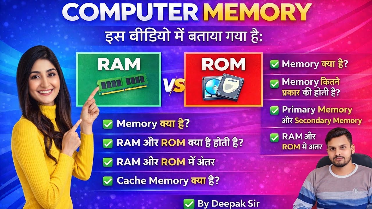 RAM ROM क्या होता है? | RAM और ROM में अंतर | Computer Memory in Hindi