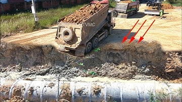 Incredible Setup New Huge Sewer Drain Pipe Filling Use Perfectly DOZER Push Step by Step