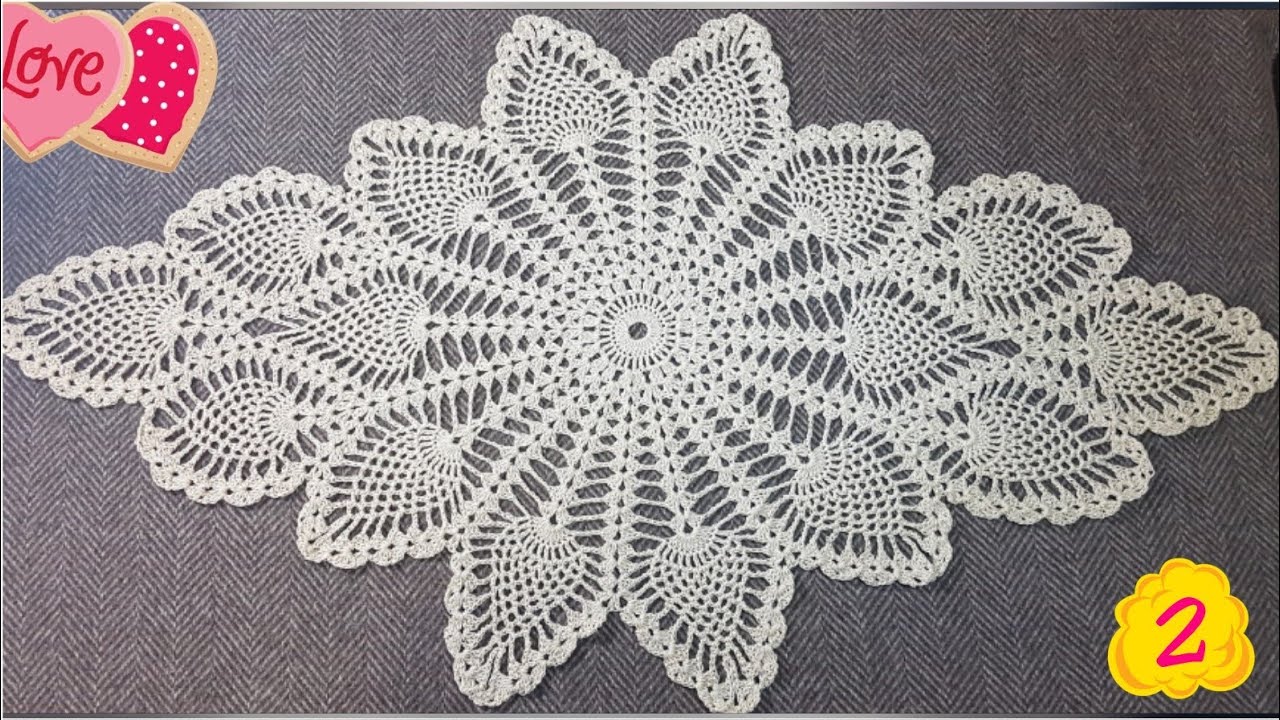 مفرش الأناناس كروشية سهل جدا  وأنيق للمبتدئين الجزء2  Crochet doliy pineapple very easy