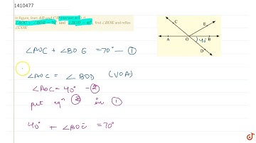In Figure, lines `A B\ a n d\ C D` intersect at `O`. If `/_A O C+\ /_B O E=70^0 and \ /_B O D=