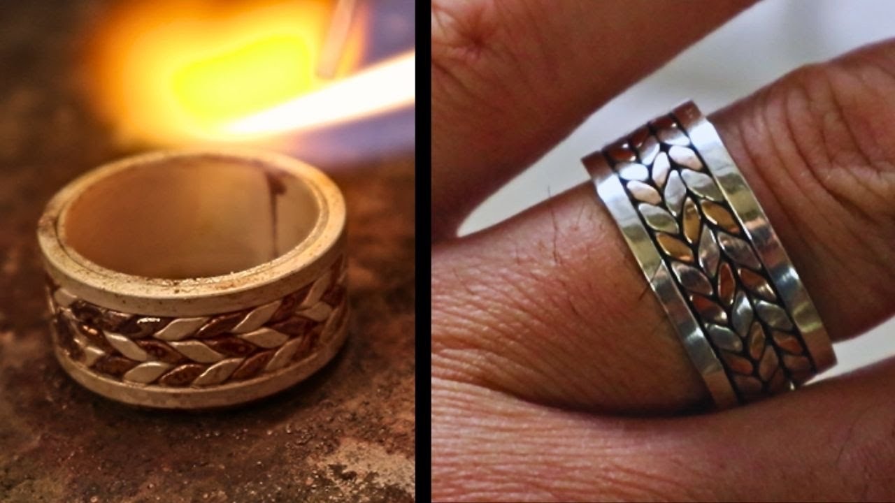 Special design men's ring made of copper and silver