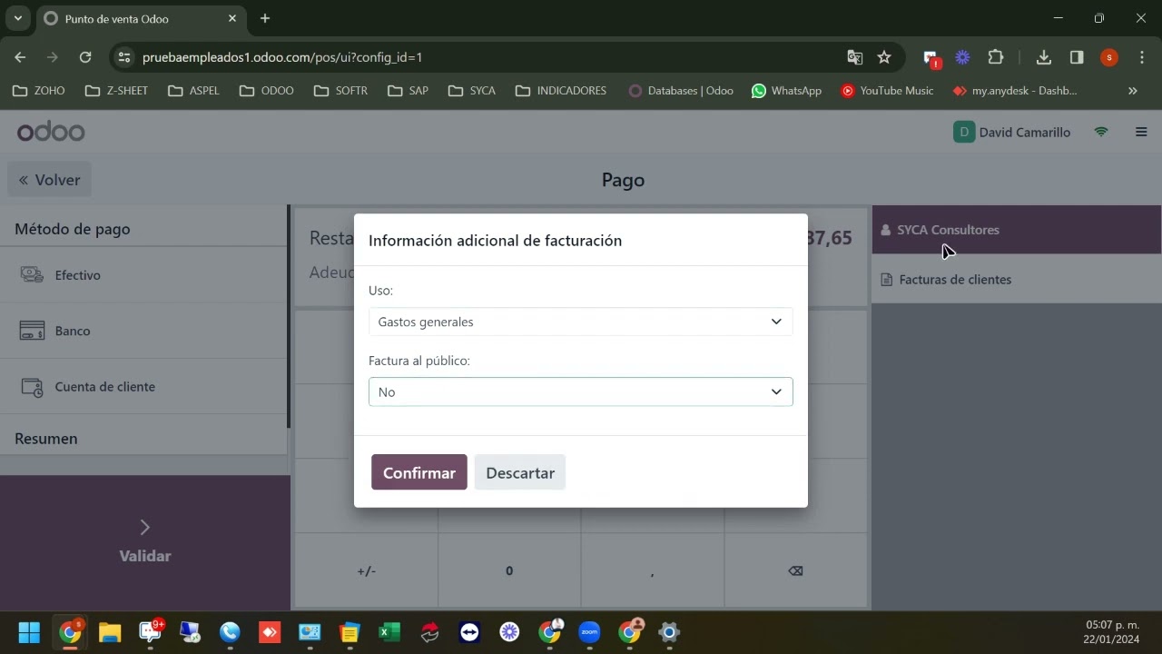 Facturación de ticket de venta en el PDV de Odoo