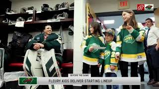 Marc Andre Fleury's kids read the starting lineup tonight.